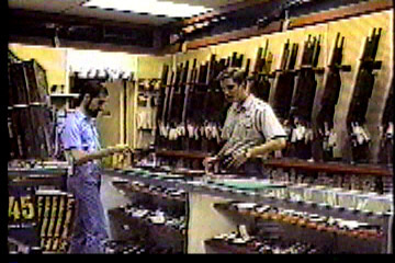 Buying rifle at sporting goods store